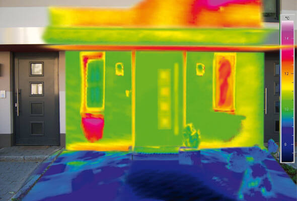 Grafik zur Veranschaulichung der Wärmedämmung rund um die Haustür